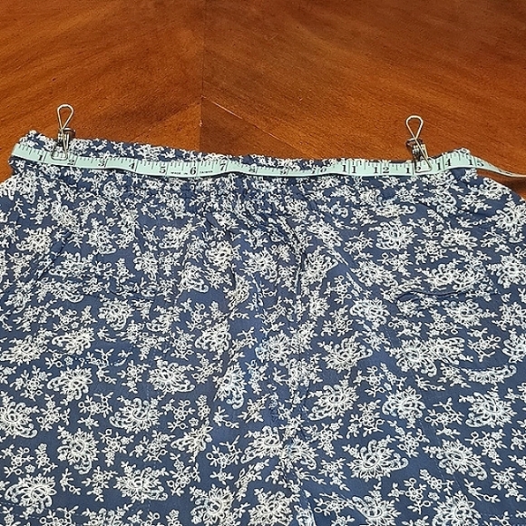 April Cornell Pants Blue&White 100% Rayon Women Waist 30" w/ Elastic Size Large - Picture 5 of 9